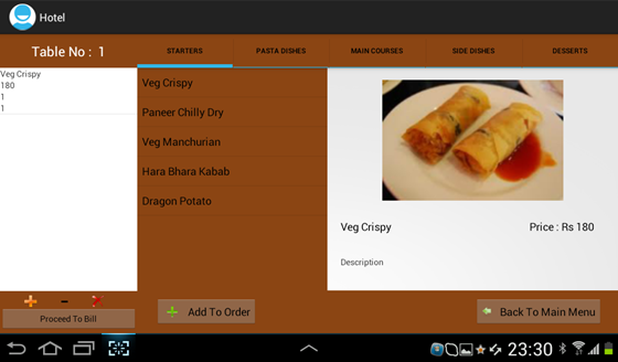 Android Apps: Restaurant Management system