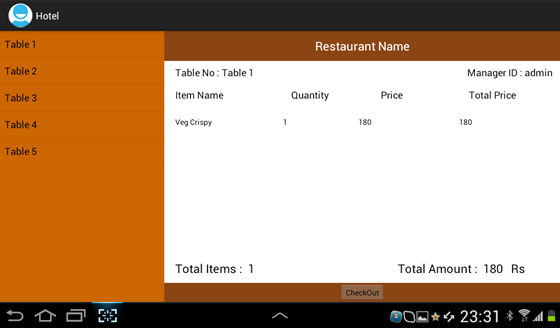 Android Apps: Restaurant Management system
